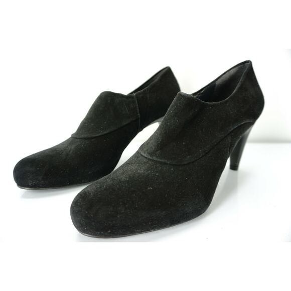 Stuart Weitzman Black Suede Leather Ankle Bootie Pumps Size 8N Narrow - Picture 3 of 9
